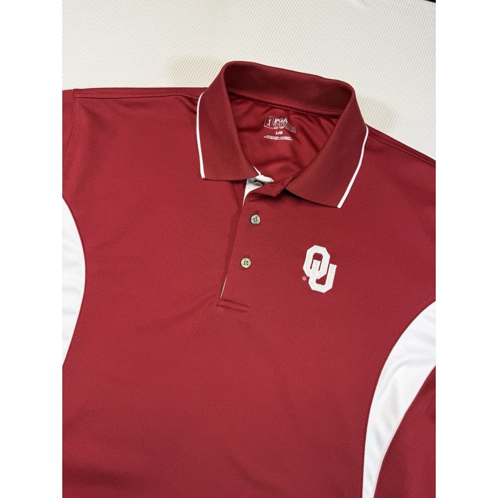 Pga Tour OU Sooner golf Red large short sleeve men's polo shirt